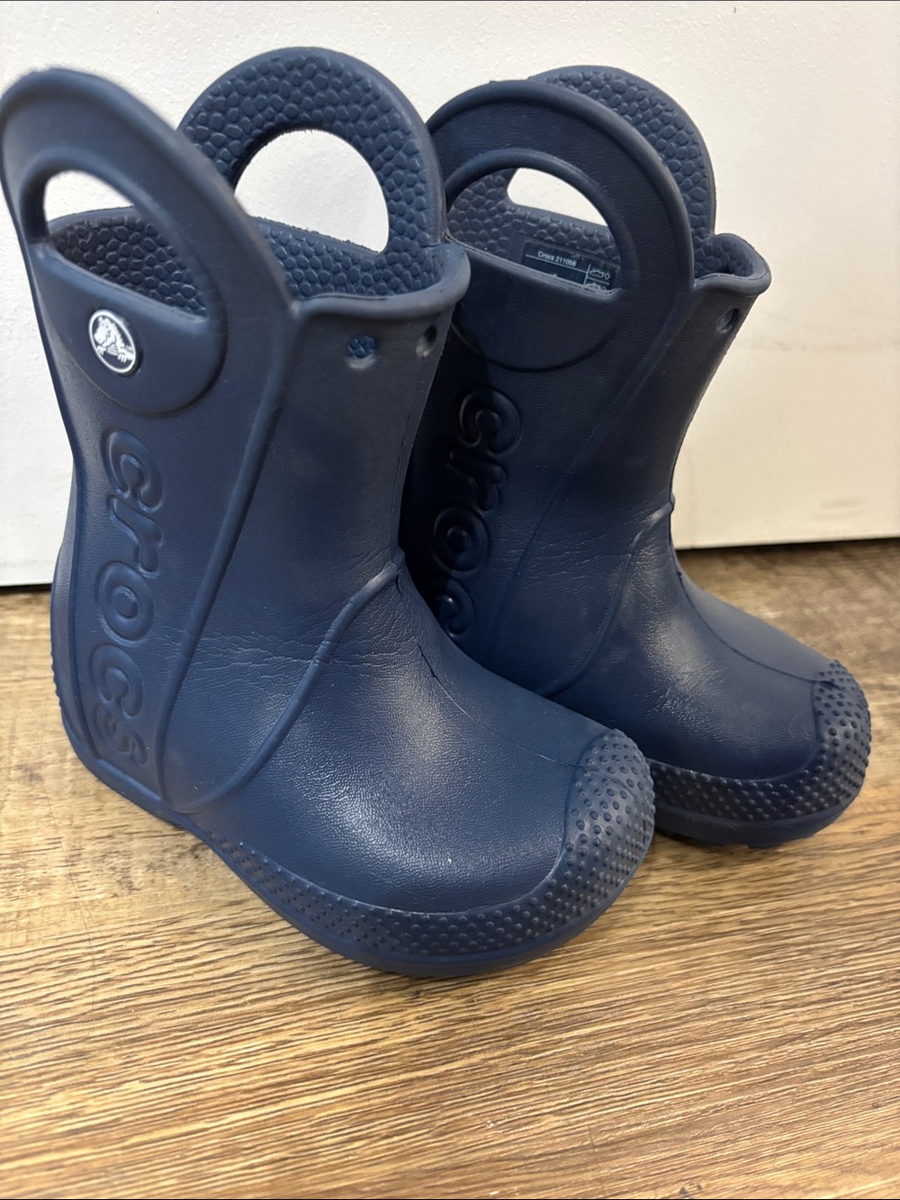 CROCS Kids Navy Blue Waterproof Handle Rain Boots